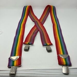 Unisex Mens or Women's Rainbow Fun Novelty Statement Suspenders Pride Month
